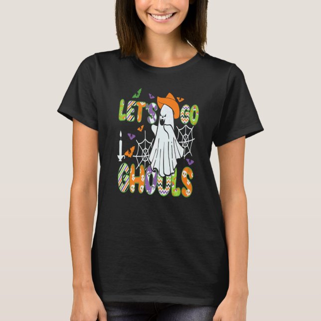 Camiseta Retro Groovy Let's Go Ghouls Ghost 70s Spooky Hall (Anverso)