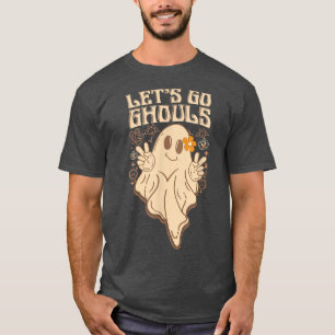 Camiseta Retro Groovy Let's Go Ghouls Halloween 2022 Ghost 