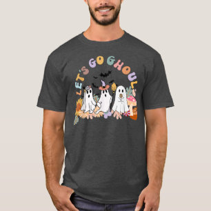 Camiseta Retro Groovy Let's Go Ghouls Halloween 2022 Ghost