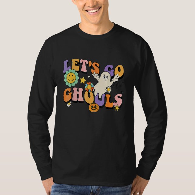 Camiseta Retro Groovy Let's Go Ghouls Halloween Ghost Boo (Anverso)