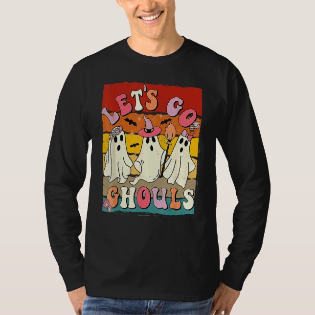 Camiseta Retro Groovy Let's Go Ghouls Halloween Ghost Outfi (Anverso)