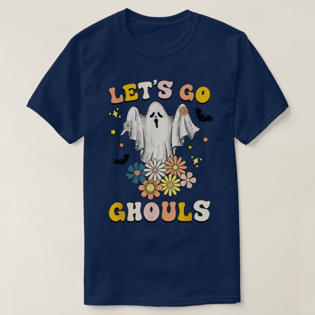 Camiseta Retro Groovy Let's Go Ghouls Halloween Ghost Outfi (Diseño del anverso)