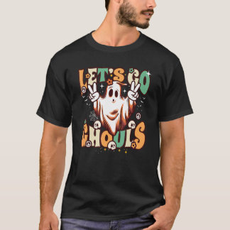 Camiseta Retro Groovy Let's Go Ghouls Halloween Ghost Outfi
