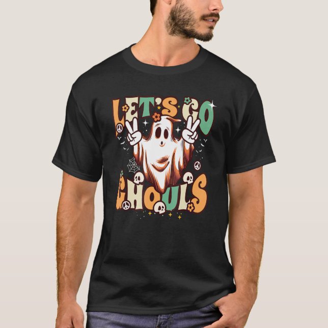 Camiseta Retro Groovy Let's Go Ghouls Halloween Ghost Outfi (Anverso)