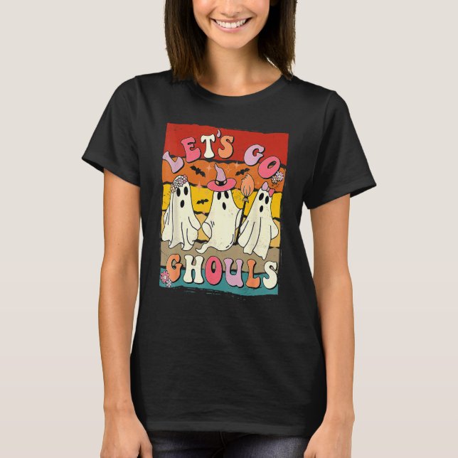 Camiseta Retro Groovy Let's Go Ghouls Halloween Ghost Outfi (Anverso)