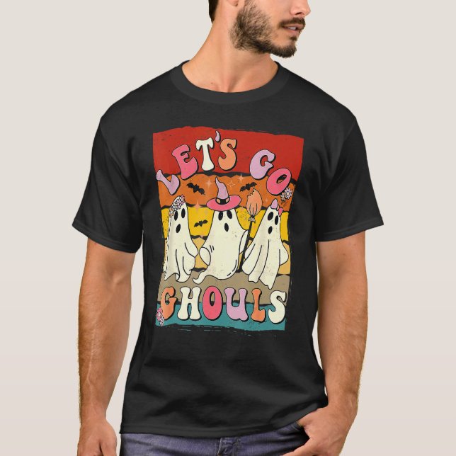 Camiseta Retro Groovy Let's Go Ghouls Halloween Ghost Outfi (Anverso)