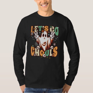 Camiseta Retro Groovy Let's Go Ghouls Halloween Ghost Outfi