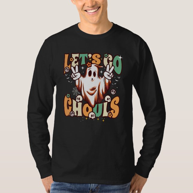 Camiseta Retro Groovy Let's Go Ghouls Halloween Ghost Outfi (Anverso)