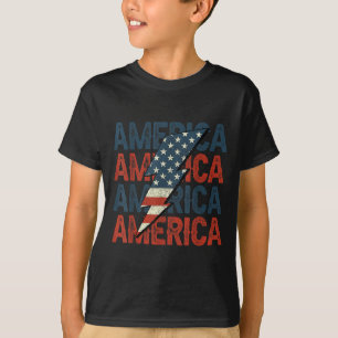 Camiseta Retro Groovy Lightning Bolt America Feliz 4 De J