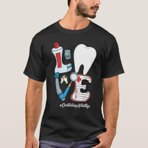 Camiseta Retro Groovy LOVE Tooth Dental Assistant Life