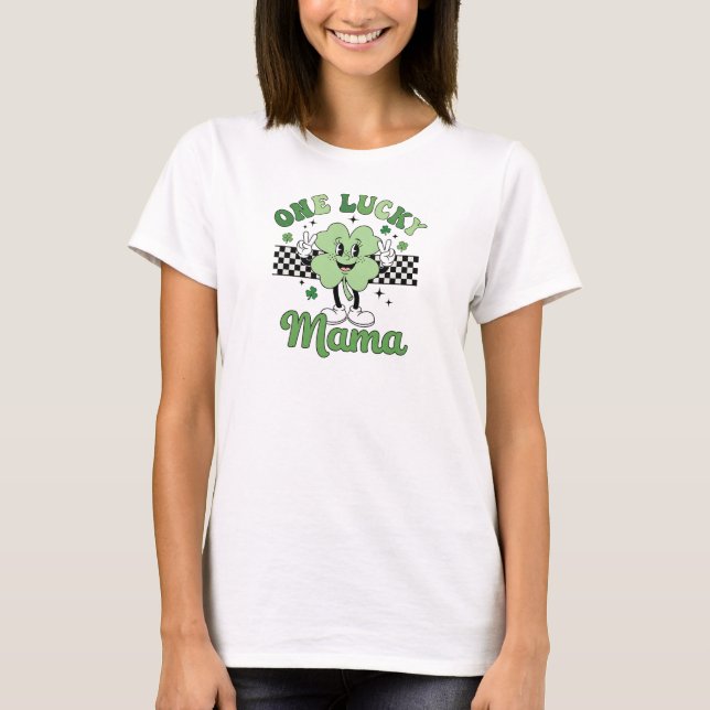 Camiseta Retro Groovy Mama Clover Mascot Design (Anverso)
