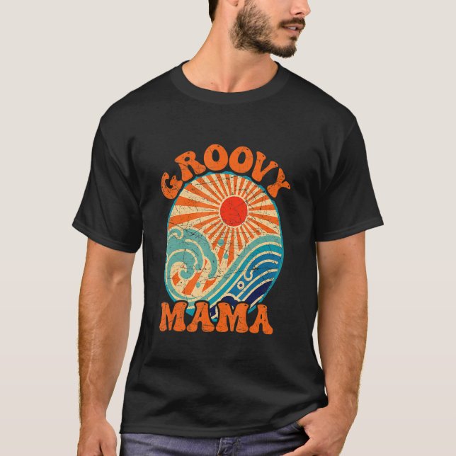 Camiseta Retro Groovy Mama Matching Family 1er cumpleaños P (Anverso)