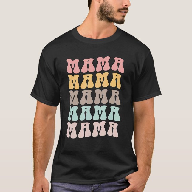Camiseta Retro Groovy Mama Matching Family 1er cumpleaños P (Anverso)