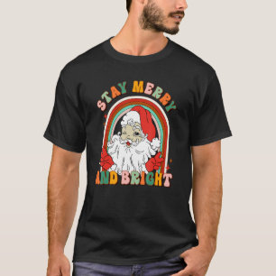 Camiseta Retro Groovy Mantén Merry & Bright Navidad Lindo S