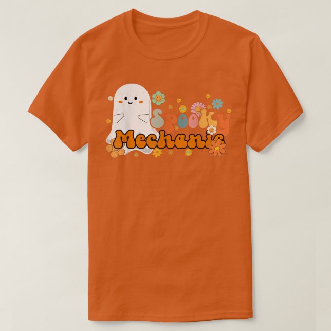 Camiseta Retro Groovy, mecánico espantoso Fantasma Hallowee (Diseño del anverso)