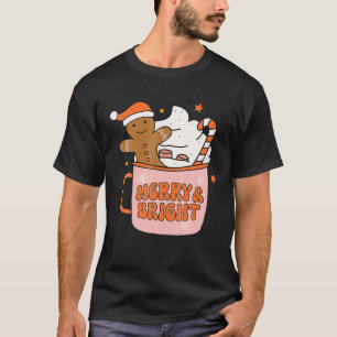 Camiseta Retro Groovy Merry Y Gingerbread Christma