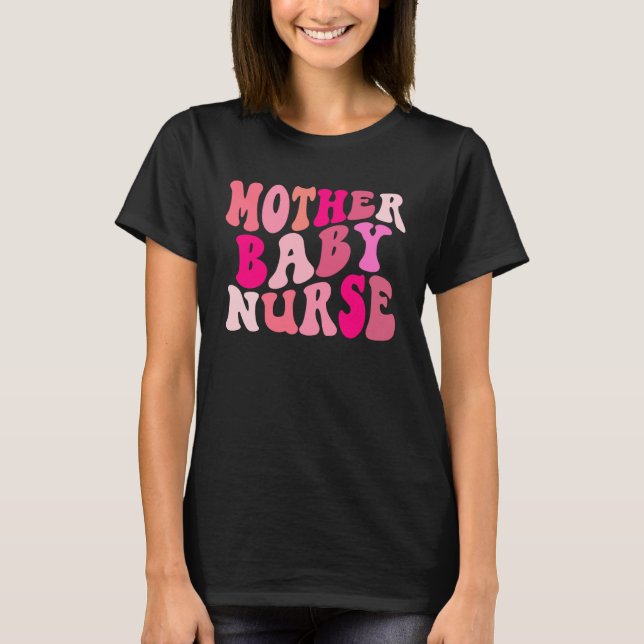 Camiseta Retro Groovy Mother Baby Nurse Squad Happy Valenti (Anverso)