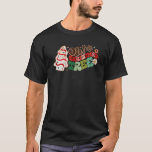 Camiseta Retro Groovy Oh Árbol de Navidad Cute Pasteles Gra
