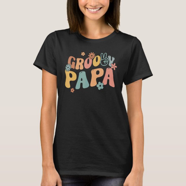 Camiseta Retro Groovy Papa Flower Power Hippie Family Groov (Anverso)