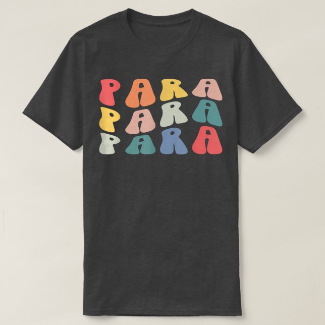 Camiseta Retro Groovy Paraprofesional Student Back School  (Diseño del anverso)
