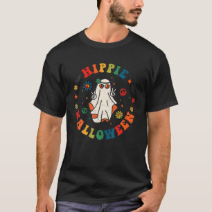 Camiseta Retro Groovy Peace Hippie Halloween Vintage Floral