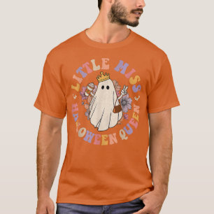 Camiseta Retro Groovy Pequeña Miss Halloween Reina Hippie F