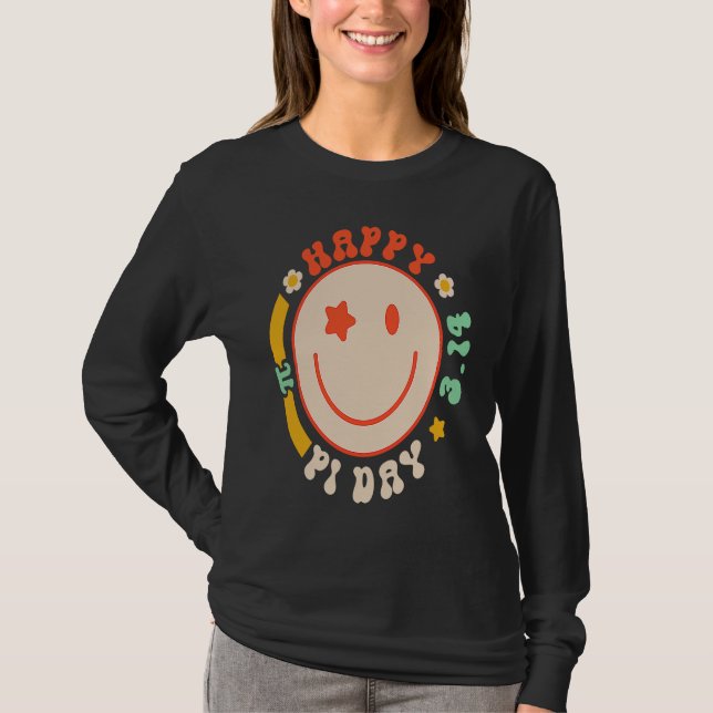 Camiseta Retro Groovy Pi Day 3 14 Pi Symbol Science Math Te (Anverso)