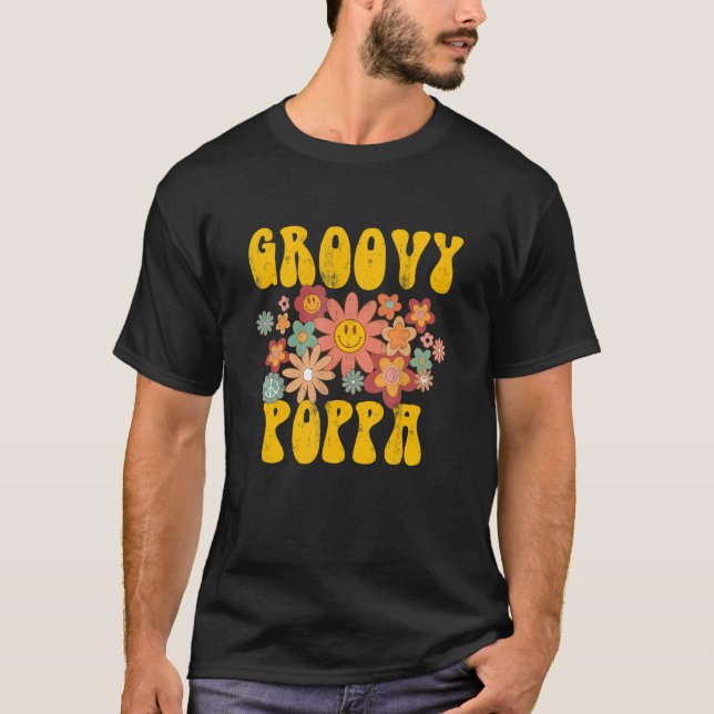 Camiseta Retro Groovy Poppa Familia Matemática Primer Cumpl (Anverso)