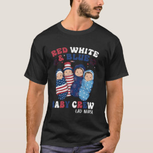 Camiseta Retro Groovy Red Blue Baby Crew Enfermera de L&D 4