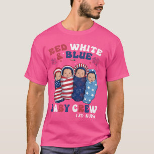 Camiseta Retro Groovy Red Blue Baby Crew Enfermera de L&D 4