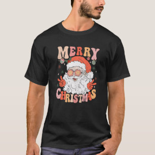 Camiseta Retro Groovy Santa Claus Feliz Navidad 2023 Mujere