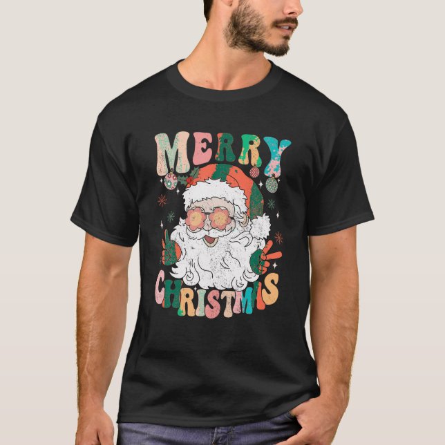 Camiseta Retro Groovy Santa Claus Feliz Navidad 2023 Mujere (Anverso)