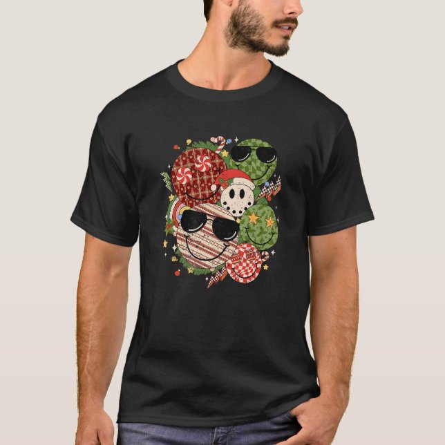 Camiseta Retro Groovy Santa Merry Christmas Hippie Family M (Anverso)