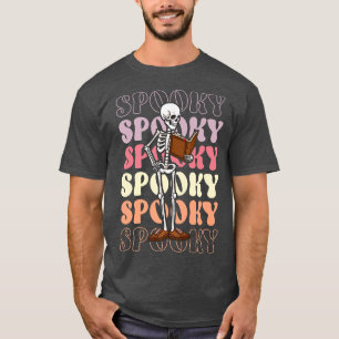 Camiseta Retro Groovy Skeleton Ghost Boo libros de profesor