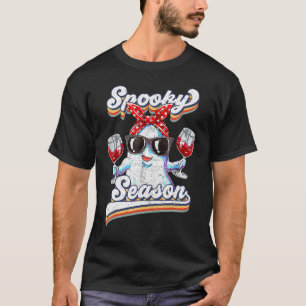 Camiseta Retro Groovy Sombrío Temporada Fantasma Floral Cal