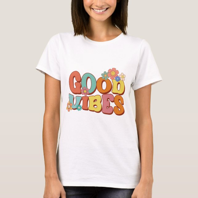 Camiseta Retro Groovy Sonrisa Daisy Buenos Vibes (Anverso)
