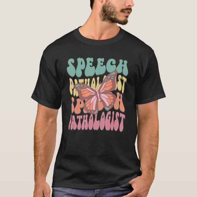 Camiseta retro groovy speech language pathologist therapy (Anverso)