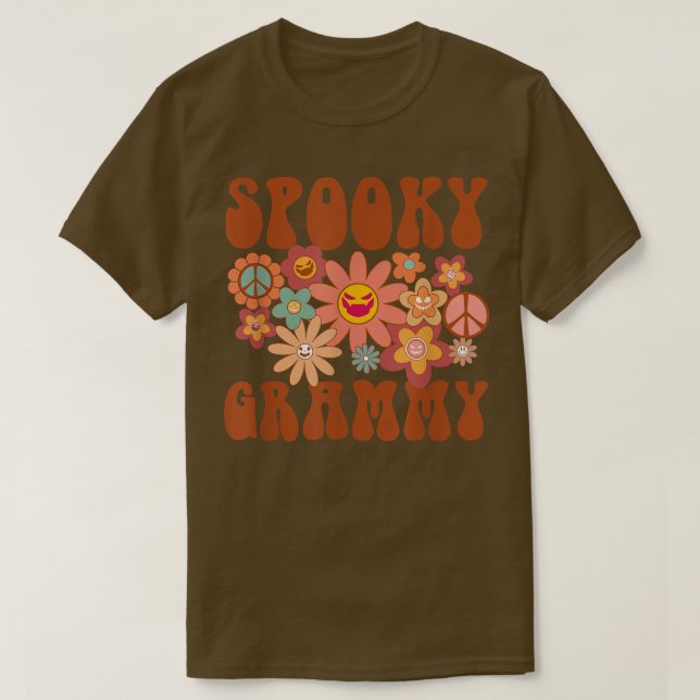 Camiseta Retro Groovy Spooky Grammy Fall Halloween Thanksgi (Diseño del anverso)