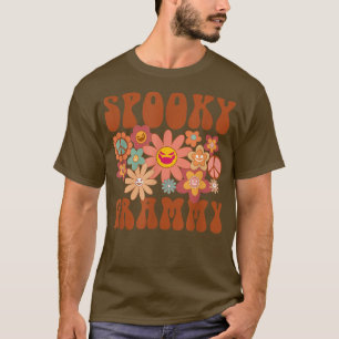 Camiseta Retro Groovy Spooky Grammy Fall Halloween Thanksgi