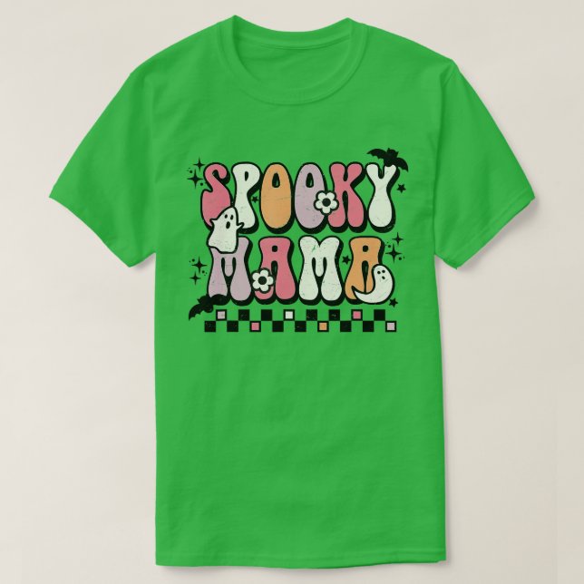 Camiseta Retro Groovy Spooky Mama Fall Halloween Thanksgivi (Diseño del anverso)