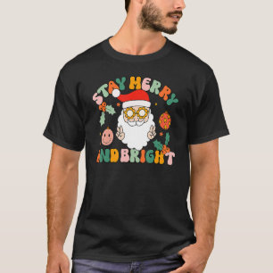 Camiseta Retro Groovy Stay Merry & Bright Navidades Cute Sa