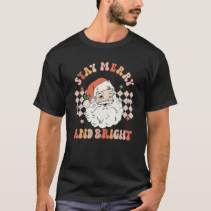 Camiseta Retro Groovy Stay Merry Y Bright Santa Claus Chr