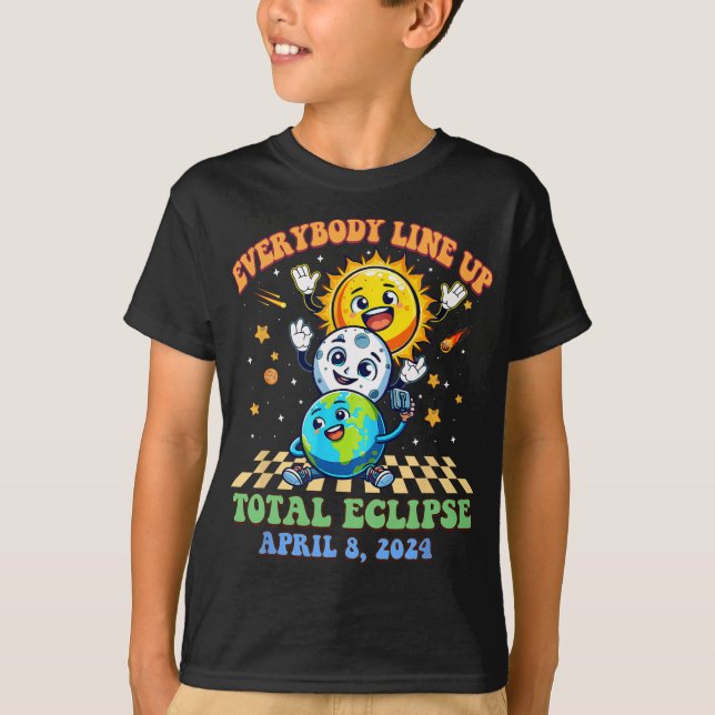 Camiseta Retro Groovy Todos alinean Eclipse Solar Total (Anverso)