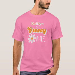 Camiseta Retro Groovy Un Chica Primer Cumpleaños