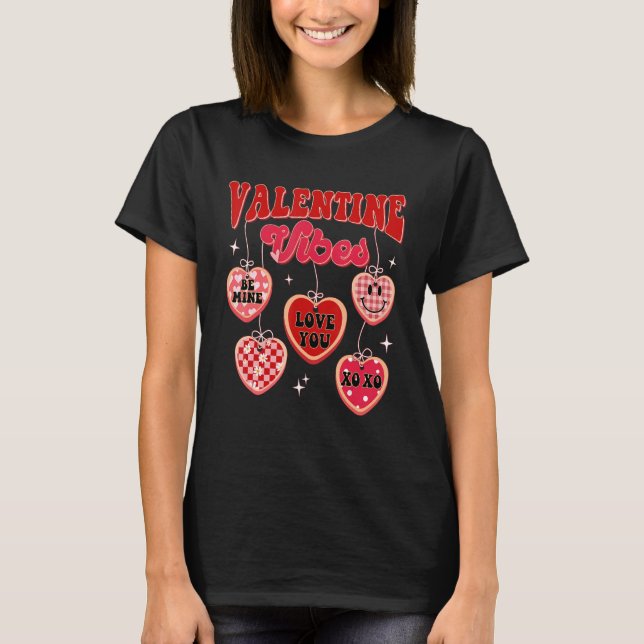 Camiseta Retro Groovy Valentine Vibes corazón dulce San Val (Anverso)