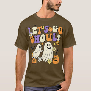 Camiseta Retro Groovy Vamos Ghouls Fantasma Floral Hallowee