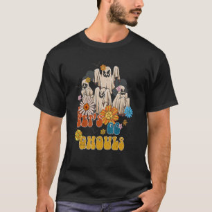 Camiseta Retro Groovy Vamos Ghouls Fantasma Hallowee