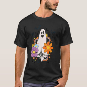 Camiseta Retro Groovy Vamos Ghouls Floral Halloween Ghos