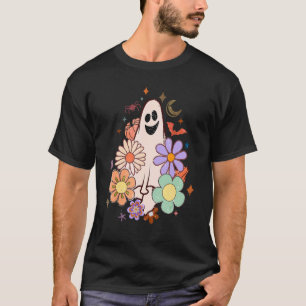 Camiseta Retro Groovy Vamos Ghouls Floral Halloween Ghos