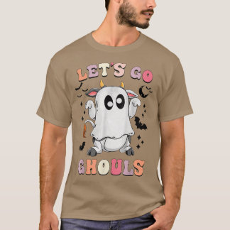 Camiseta Retro Groovy Vamos Ghouls Halloween Ghost Cow C